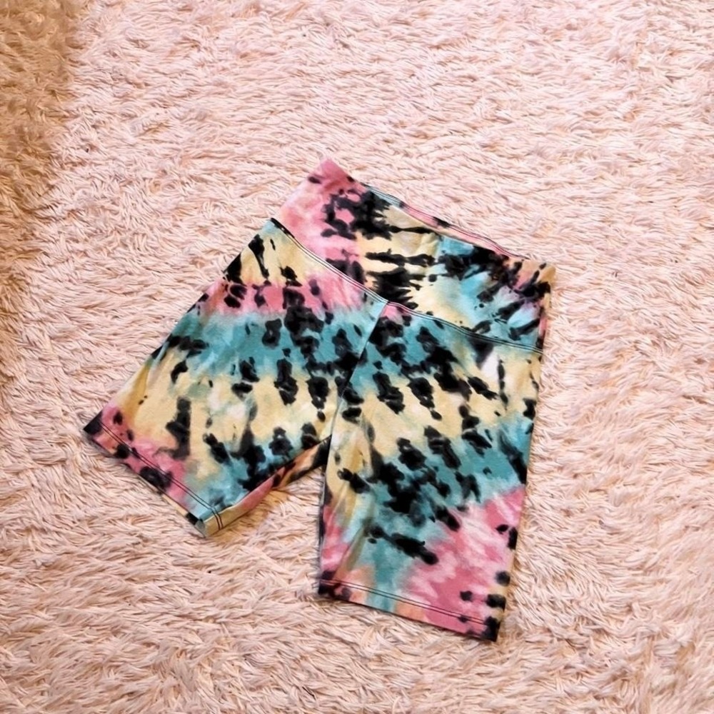 Colorful Tie Dye Rainbow Pastel Hippie Indie Bike Shorts Womens S Athleisure‎